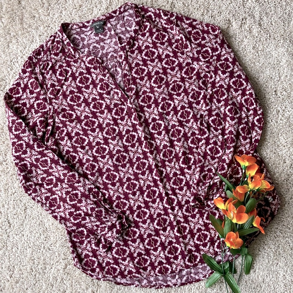 Eddie Bauer | V-Neck Blouse with Geometric Print